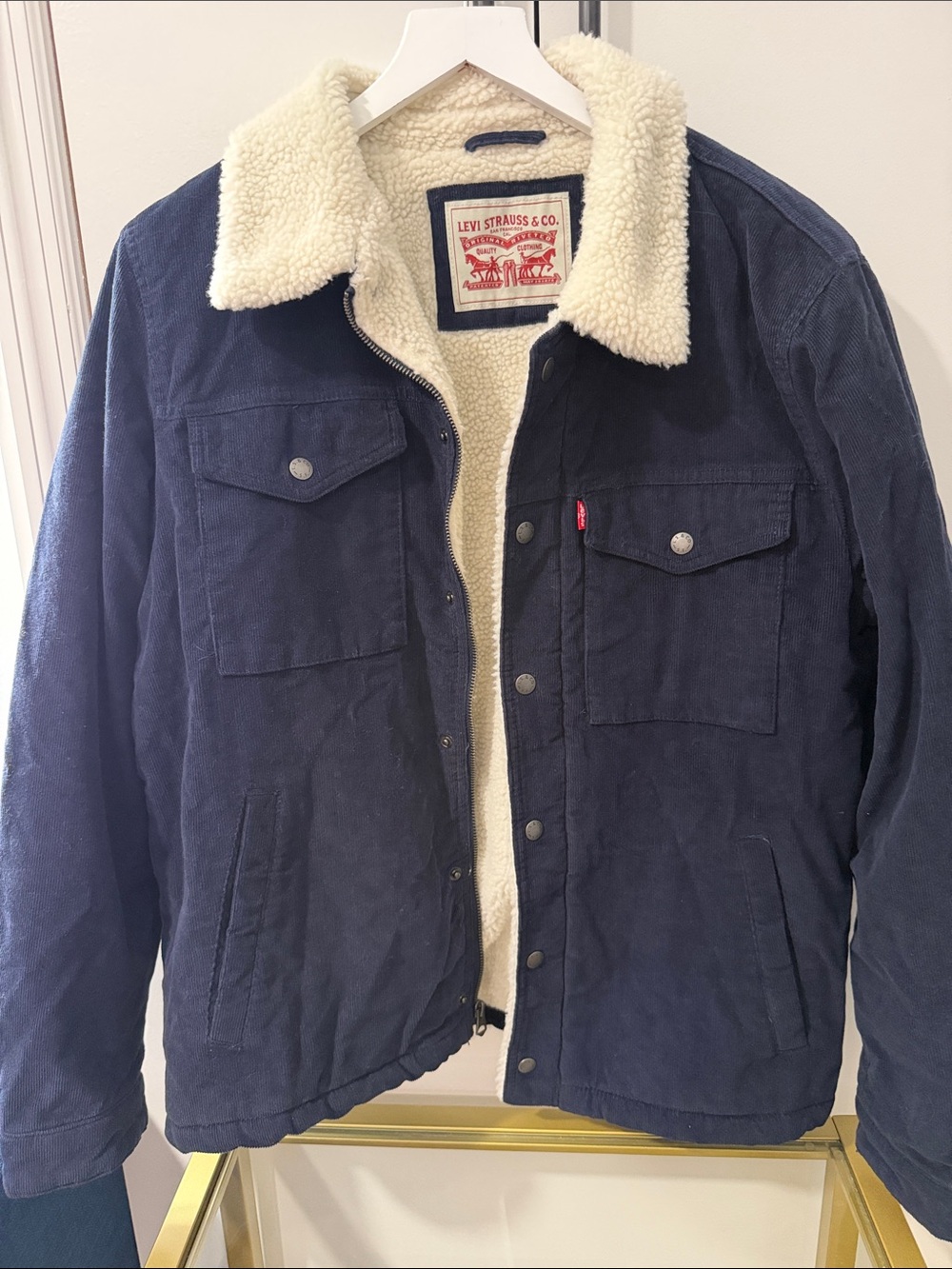 Levi's Navy Sherpa-Lined Corduroy Field Jacket